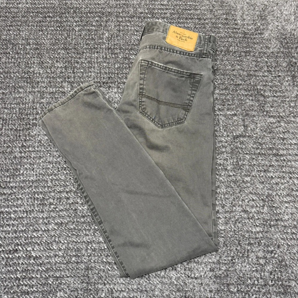 Abercrombie & Fitch Mens Straight Leg Jeans 30x32 Gray Faded Wash Button Fly‎